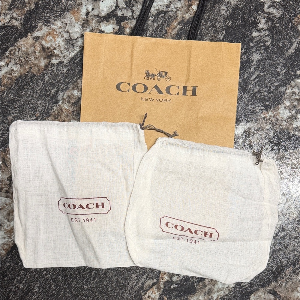 Coach White Dust Bags and small shopping bag with Logo